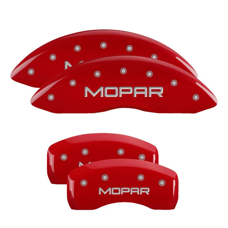 Load image into Gallery viewer, MGP 4 Caliper Covers Engraved Front &amp; Rear C5/Corvette Red finish silver ch
