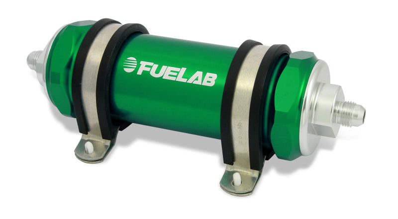 Load image into Gallery viewer, Fuelab 828 In-Line Fuel Filter Long -12AN In/Out 10 Micron Fabric - Green
