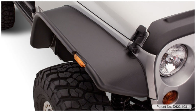 Load image into Gallery viewer, Bushwacker 07-18 Jeep Wrangler Flat Style Flares 4pc Fits 2-Door Sport Utility Only - Black
