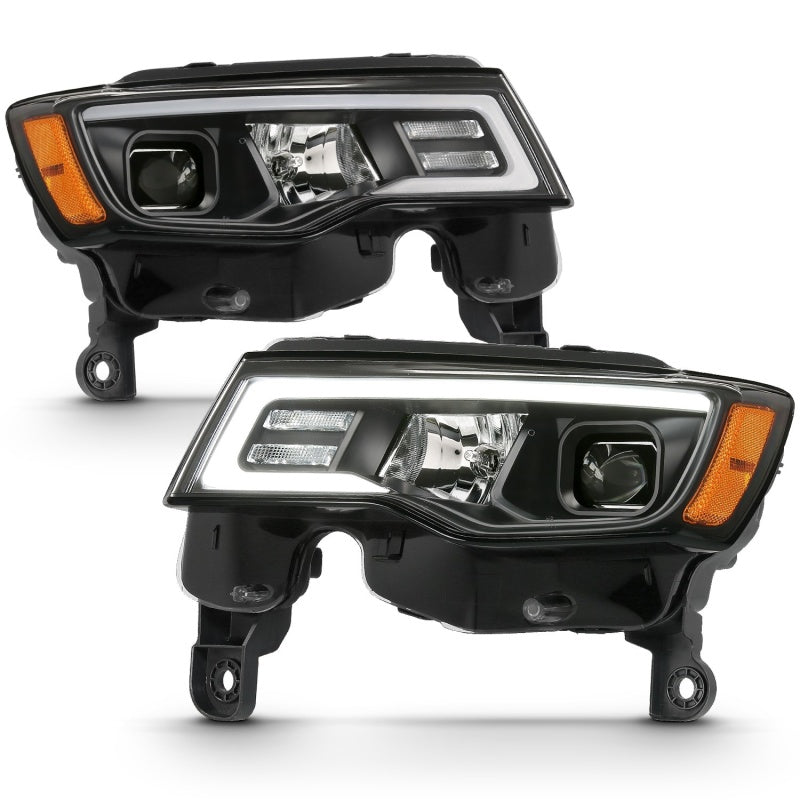 Load image into Gallery viewer, ANZO 2017-2018 Jeep Grand Cherokee Projector Headlights w/ Plank Style Switchback - Chrome w/ Amber

