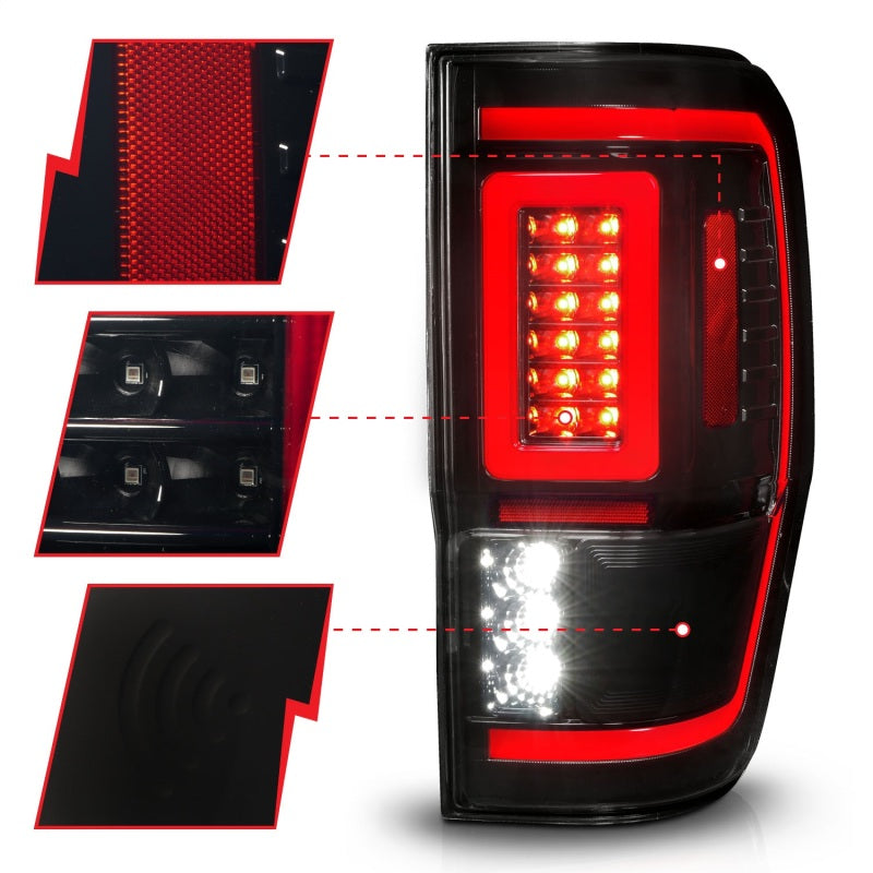 Load image into Gallery viewer, ANZO 19-22 Ford Ranger Full LED Taillights w/ Lightbar Sequential Signal Black Housing/Smoke Lens
