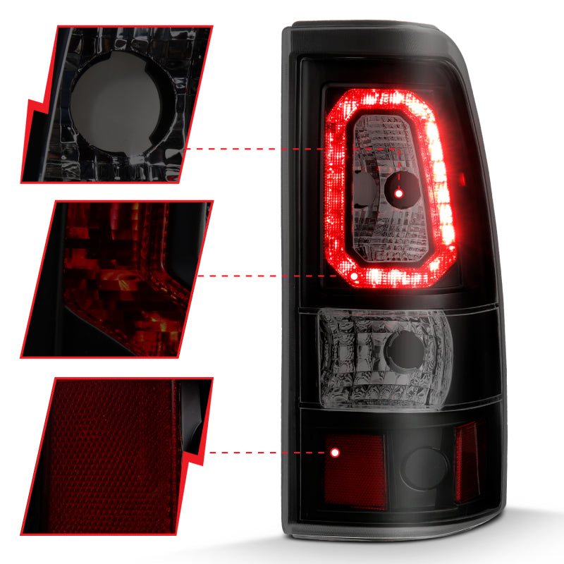 Load image into Gallery viewer, ANZO 1999-2002 Chevy Silverado 1500 LED Taillights Plank Style Black w/Smoke Lens
