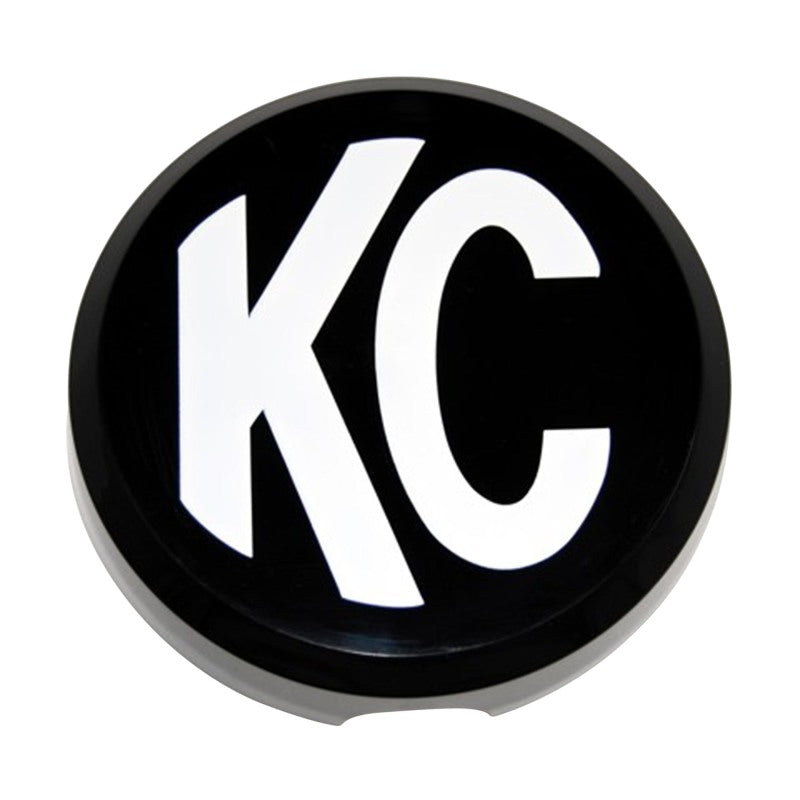 Load image into Gallery viewer, KC HiLiTES 6in. Round Hard Cover for Daylighter/SlimLite/Pro-Sport (Single) - Black w/White KC Logo
