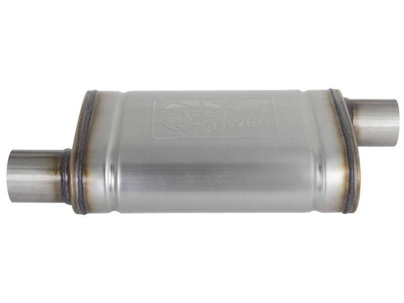 Load image into Gallery viewer, aFe MACH Force-Xp 409 SS Muffler 2.5in Offset Inlet/2.5in Offset Outlet 14in L x 9in W x 4in H Body
