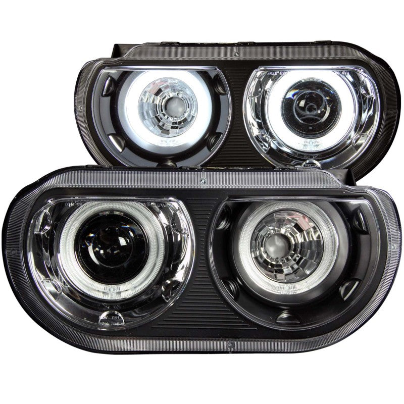 Load image into Gallery viewer, ANZO 2008-2014 Dodge Challenger Projector Headlights w/ Halo Black (CCFL)
