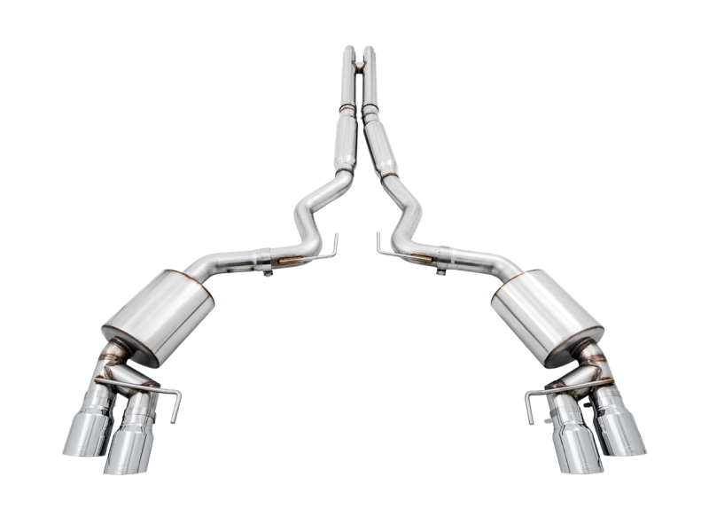 Load image into Gallery viewer, AWE Tuning 2018+ Ford Mustang GT (S550) Cat-Back Exhaust - Touring Edition (Quad Chrome Silver Tips)

