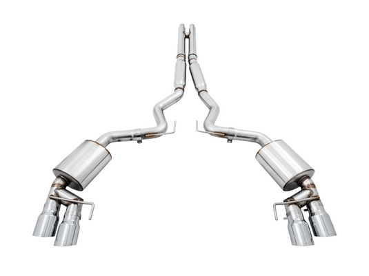 AWE Tuning 2018+ Ford Mustang GT (S550) Cat-Back Exhaust - Touring Edition (Quad Chrome Silver Tips)