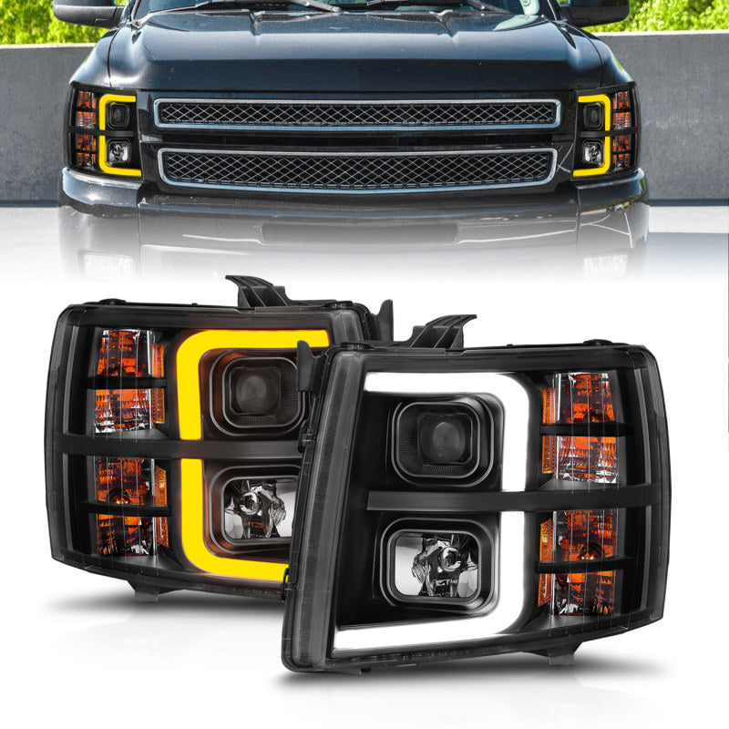 Load image into Gallery viewer, ANZO 2007-2013 Chevrolet Silverado 1500 Projector w/ Light Bar Black Housing w/ Sequential
