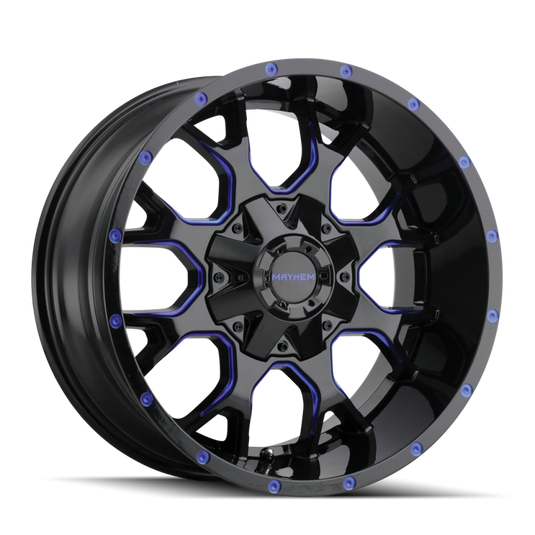 Mayhem 8015 Warrior 18x9 / 6x135 BP / 18mm Offset / 106mm Hub Black w/ Prism Blue Wheel