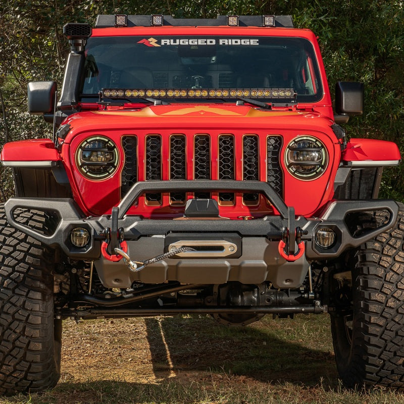 Load image into Gallery viewer, Rugged Ridge Venator Front Bumper W/Overrider &amp; Winch Tray JL
