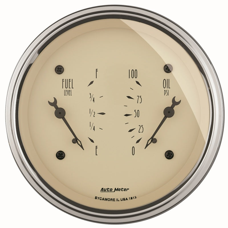 Load image into Gallery viewer, AutoMeter Antique Beige Oil/Fuel Dual Gauge
