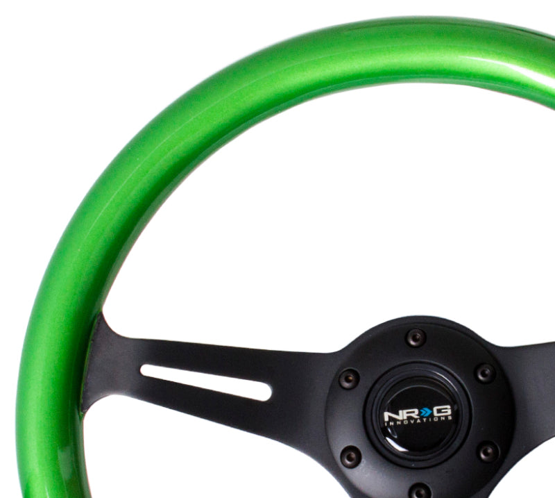 Load image into Gallery viewer, NRG Classic Wood Grain Steering Wheel (350mm) Green Pearl/Flake Paint w/Black 3-Spoke Center
