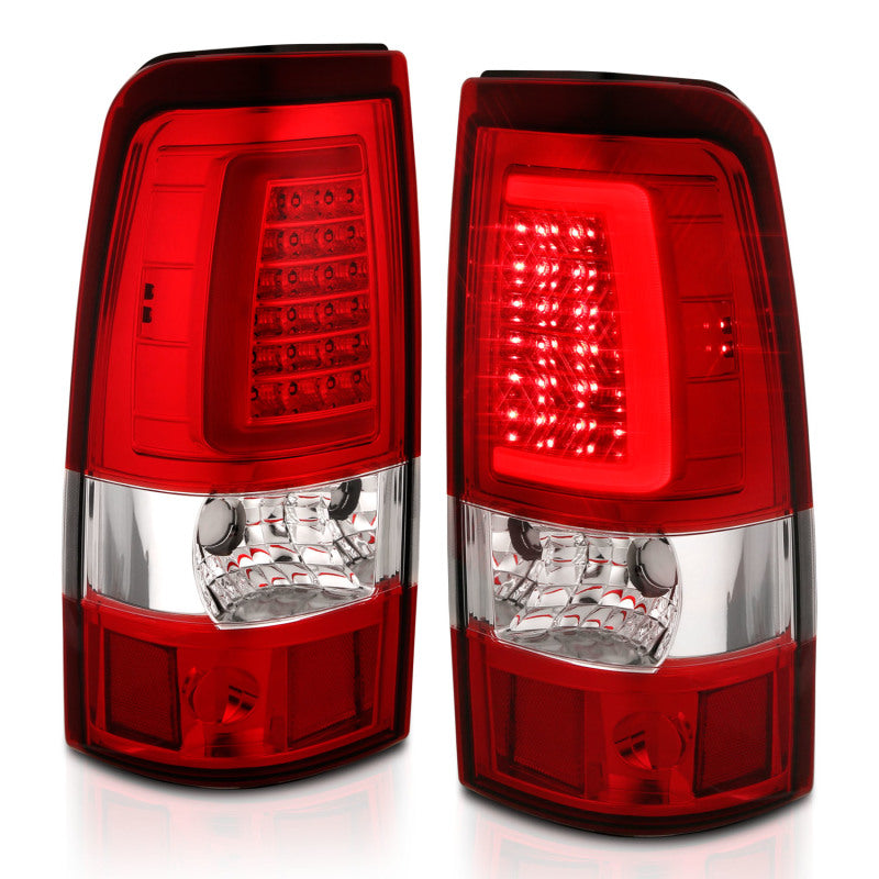 Load image into Gallery viewer, ANZO 2003-2006 Chevy Silverado 1500 LED Taillights Plank Style Chrome With Red/Clear Lens
