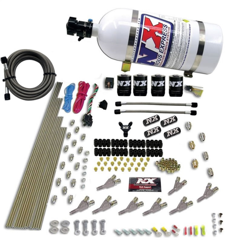 Load image into Gallery viewer, Nitrous Express STD Nozzle Nitrous Kit (200-500HP) Gas w/Dist Block &amp; 4 Solenoids w/10lb Bottle
