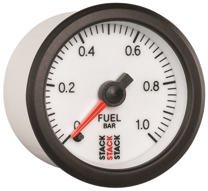 Load image into Gallery viewer, Autometer Stack 52mm 0-1 Bar M10 Male Pro Stepper Motor Fuel Pressure Gauge - White
