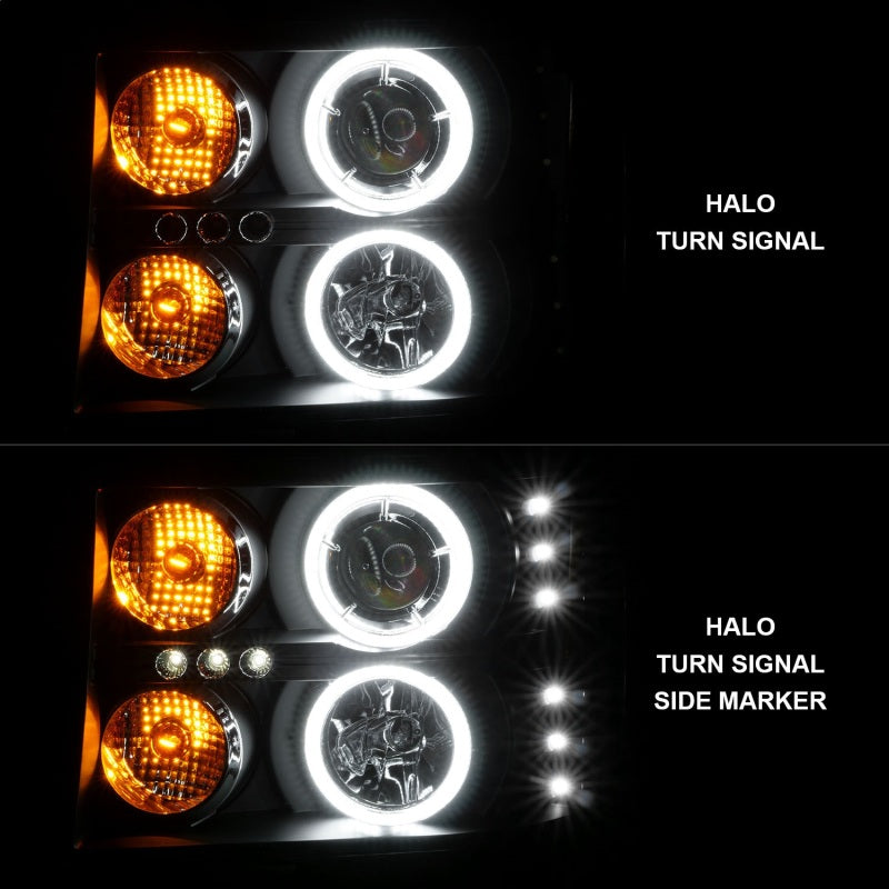 Load image into Gallery viewer, ANZO 2007-2013 Gmc Sierra 1500 Projector Headlights w/ Halo Black
