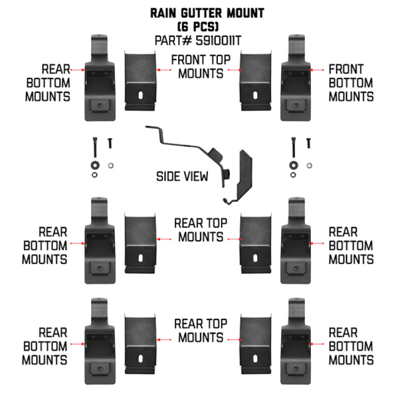 Load image into Gallery viewer, Go Rhino 6pc Rain Gutter Mounting Kit for SRM Rack
