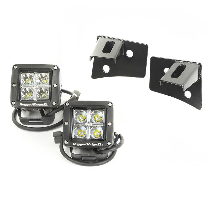 Load image into Gallery viewer, Rugged Ridge 07-18 Jeep Wrangler JK Square Windshield LED Light Kit w/ Brackets
