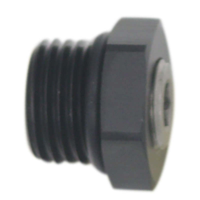 Load image into Gallery viewer, DeatschWerks 6AN ORB Male Plug Fitting with 1/8in NPT Gauge Port - Anodized Matte Black
