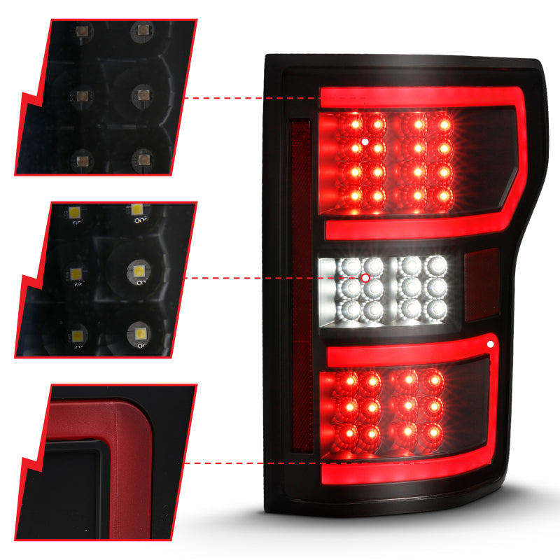 Load image into Gallery viewer, ANZO 18-19 Ford F-150 LED Taillight Black Housing Clear Lens Red Light Bar W/Sequential
