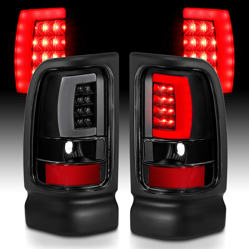 Load image into Gallery viewer, ANZO 1994-2001 Dodge Ram 1500 LED Taillights Plank Style Black w/Clear Lens
