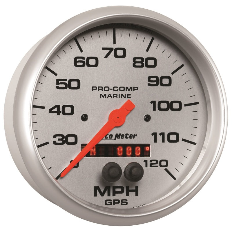 Load image into Gallery viewer, Autometer Marine Silver Ultra-Lite 5in 120mph GPS Speedometer
