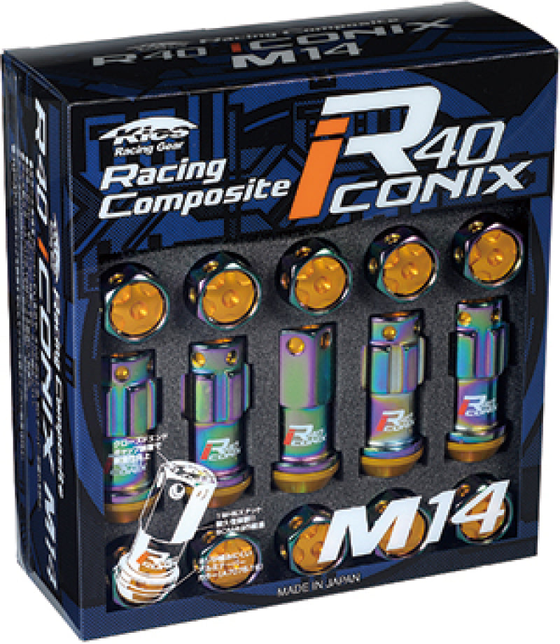 Load image into Gallery viewer, Project Kics 14x1.25 R40 Iconix Lock &amp; Lug Nuts - Neo Chrome w/Red Cap (16+4 Locks)
