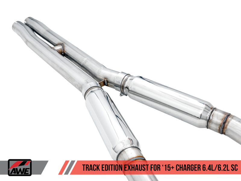 Load image into Gallery viewer, AWE Tuning 2015+ Dodge Charger 6.4L/6.2L Supercharged Track Edition Exhaust - Chrome Silver Tips
