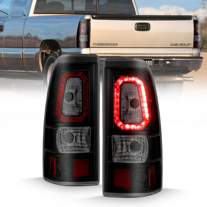 Load image into Gallery viewer, ANZO 1999-2002 Chevy Silverado 1500 LED Taillights Plank Style Black w/Smoke Lens
