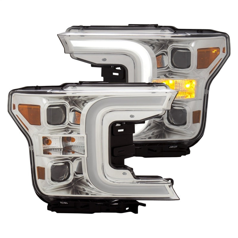 Load image into Gallery viewer, ANZO 18-19 Ford F-150 Projector Headlights w/Plank Style Switchback Chrome w/Amber
