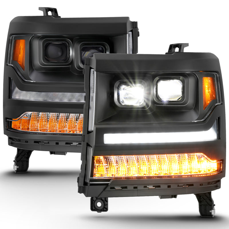 Load image into Gallery viewer, ANZO 16-18 Chevrolet Silverado 1500 LED Projector Headlights w/Plank Style Switchback Chrome w/Amber
