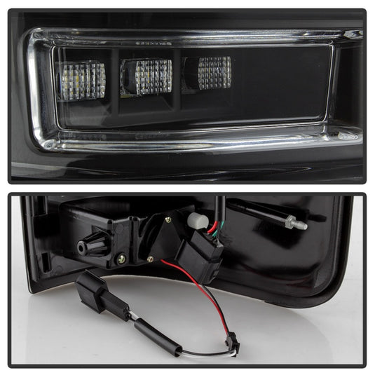 Spyder 04-08 Ford F-150 Projector Tail Lights - Light Bar DRL LED - Black ALT-YD-FF15004V2-LBLED-BK