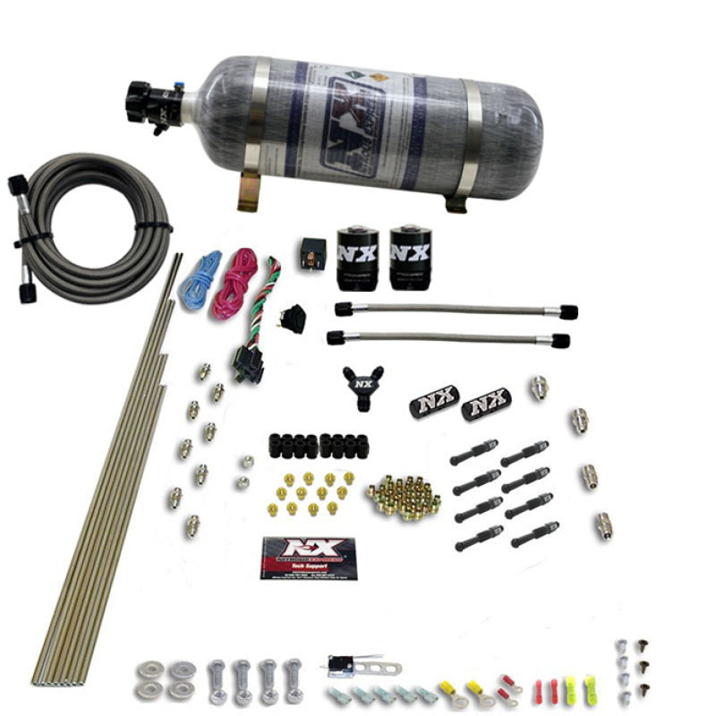 Load image into Gallery viewer, Nitrous Express 8 Cyl Dry Direct Port 2 Solenoids Nitrous Kit (200-600HP) w/Composite Bottle
