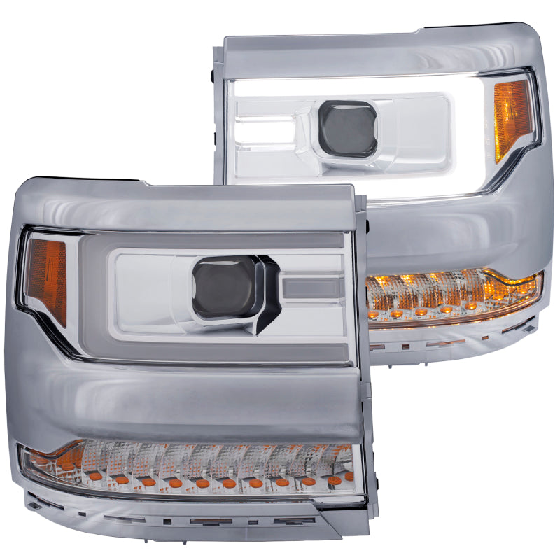 Load image into Gallery viewer, ANZO 16-17 Chevy Silverado 1500 Projector Headlights Plank Style Design Chrome w/ Amber
