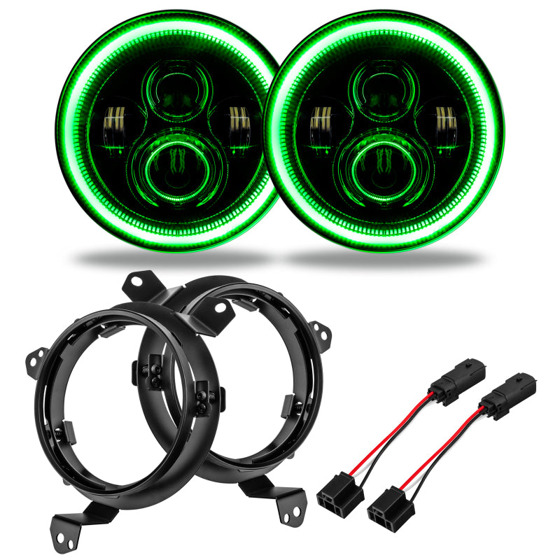 Load image into Gallery viewer, Oracle Jeep Wrangler JL/Gladiator JT 7in. High Powered LED Headlights (Pair) - Green
