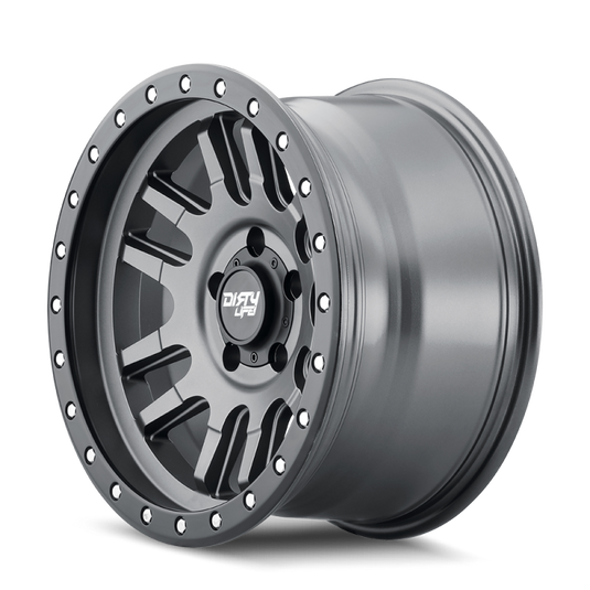 Dirty Life 9309 Canyon Pro 17x9/5x127 BP/-12mm Offset/71.5mm Hub Satin Graphite Wheel - Beadlock