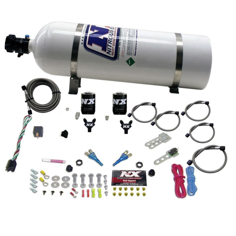 Load image into Gallery viewer, Nitrous Express Dual Nozzle Sport Compact Nitrous Kit (35-50-75HP) w/15lb Bottle
