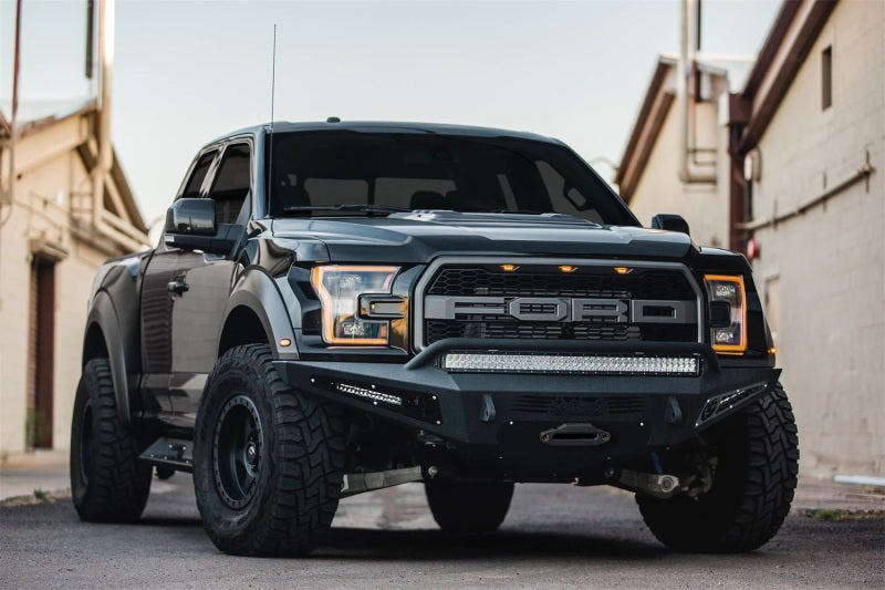 Load image into Gallery viewer, Addictive Desert Designs 17-18 Ford F-150 Raptor HoneyBadger Front Bumper w/ Winch Mount
