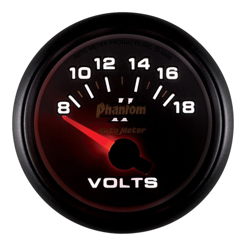 Load image into Gallery viewer, Autometer Phantom II 52.4mm Short Sweep Electronic 8-18 Volts Voltmeter Gauge
