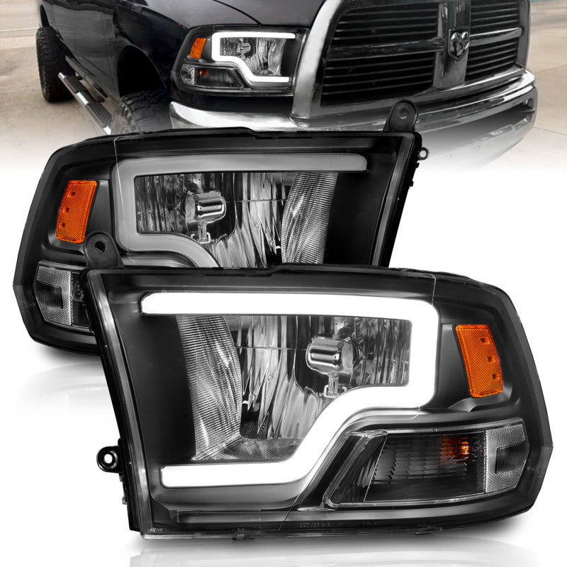 Load image into Gallery viewer, ANZO 2009-2018 Dodge Ram 1500 Crystal Headlights w/ Light Bar Black Housing
