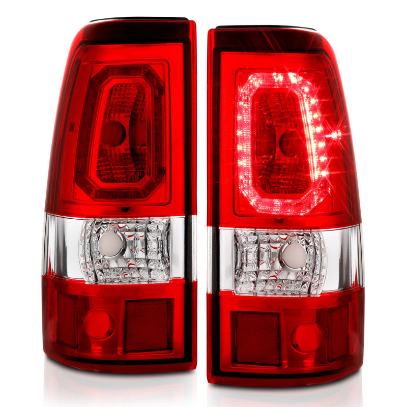 Load image into Gallery viewer, ANZO 2003-2006 Chevy Silverado 1500 LED Taillights Plank Style Chrome With Red/Clear Lens
