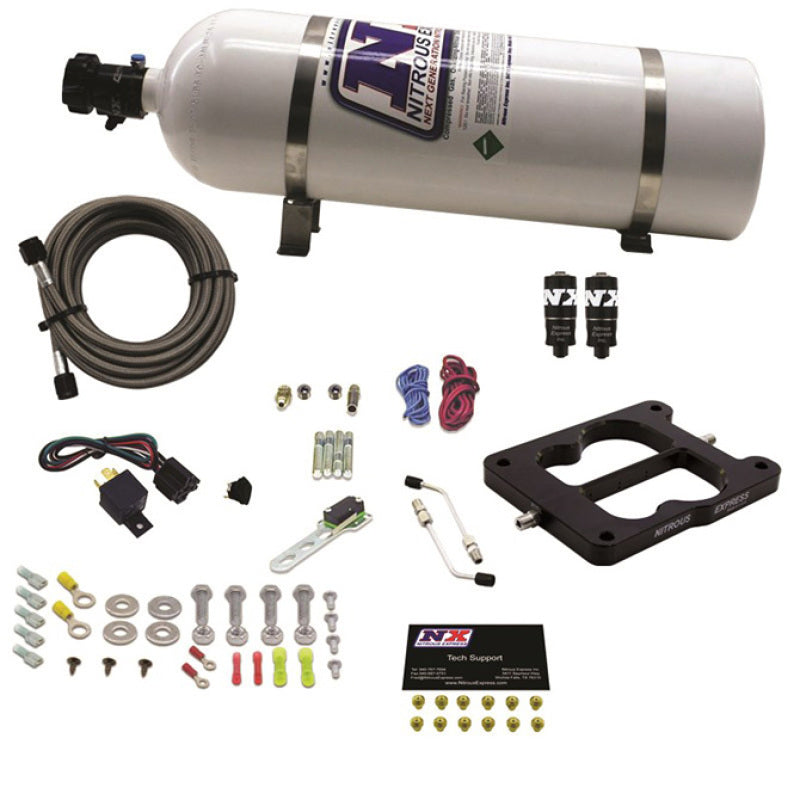 Load image into Gallery viewer, Nitrous Express Q-Jet/Holley Spread Bore Hitman Plus Nitrous Kit (50-200HP) w/15lb Bottle
