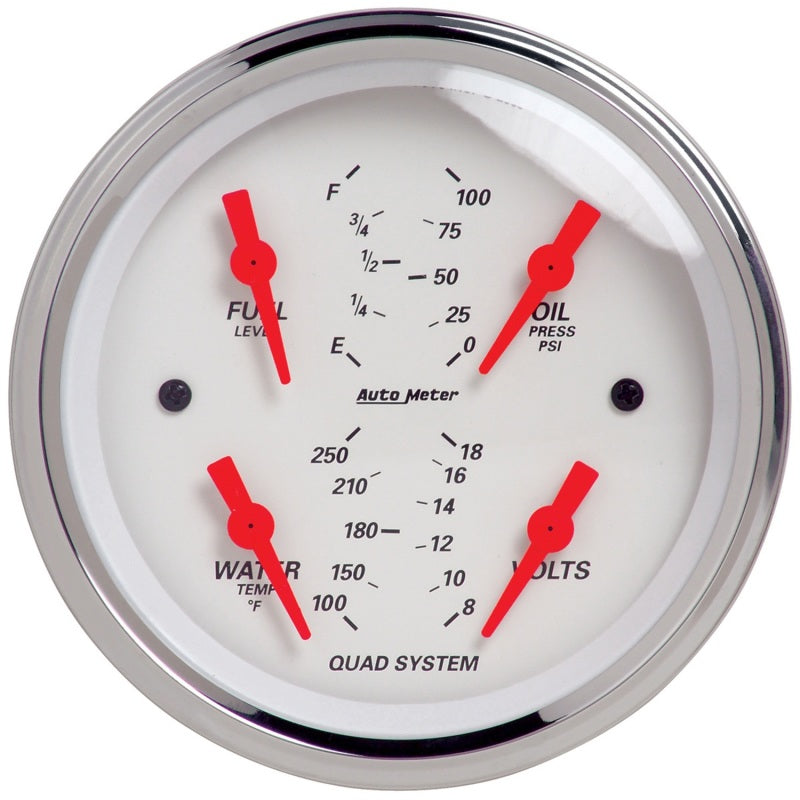 Load image into Gallery viewer, Autometer Arctic White 3-3/8in Kit Box w/Elec Speedo Elec Oil Press, Water Temp, Volt, Fuel Level
