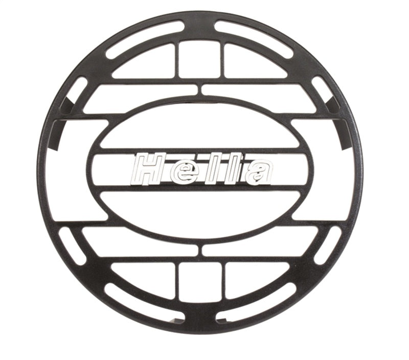 Load image into Gallery viewer, Hella Stone Shield Round Plastic Black Hella Logo Light Cover  (MOQ 10)
