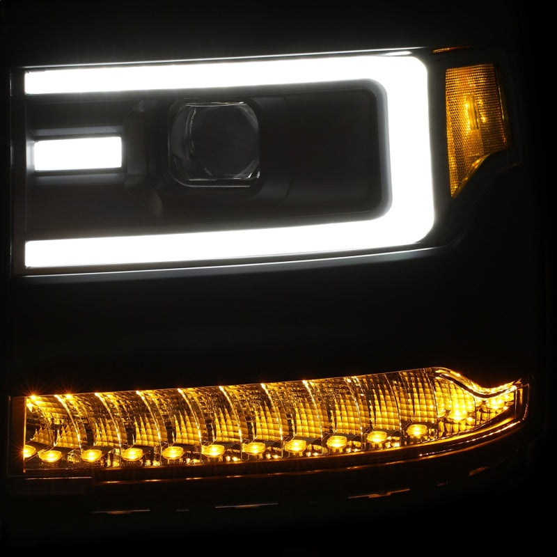 Load image into Gallery viewer, ANZO 16+ Chevy Silverado 1500 Projector Headlights Plank Style Black w/Amber/Sequential Turn Signal
