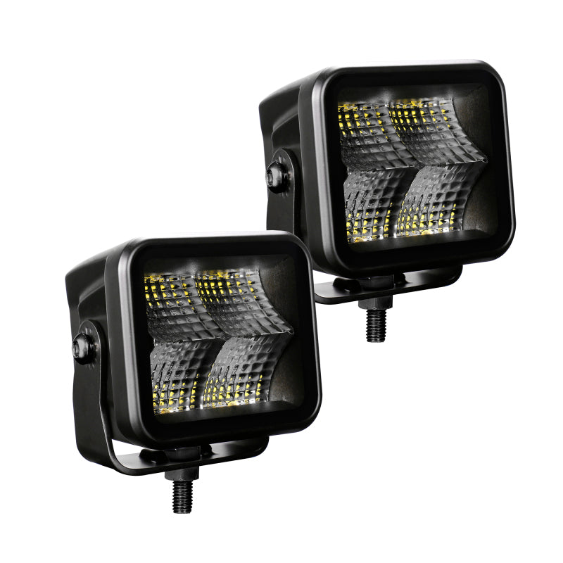 Load image into Gallery viewer, Go Rhino Xplor Blackout Series Cube LED Flood Light Kit (Surface/Threaded Stud Mnt) 2x2 - Blk (Pair)
