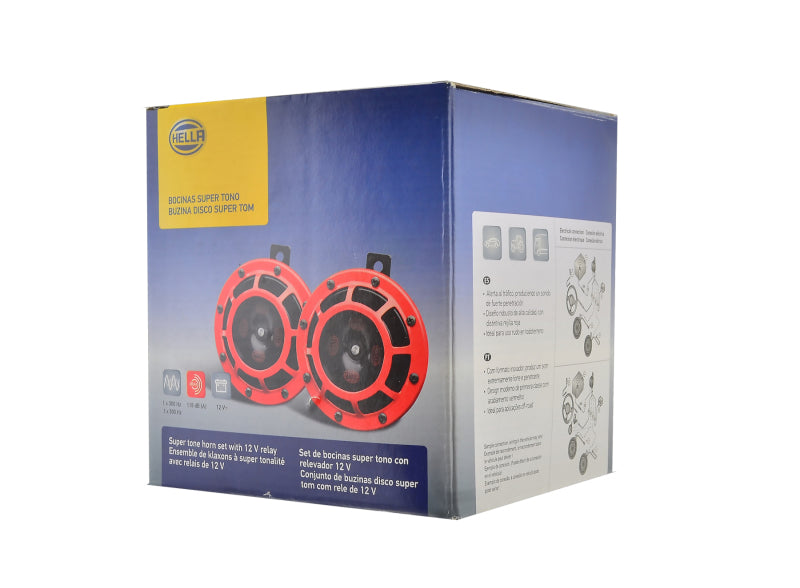Load image into Gallery viewer, Hella Supertone Horn Kit 12V 300/500HZ Red (003399803 = 003399801)
