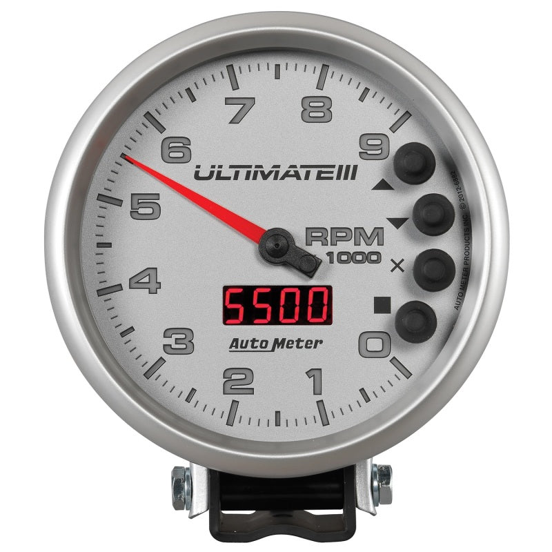 Load image into Gallery viewer, Autometer 5 inch Ultimate III Playback Tachometer 9000 RPM - Silver

