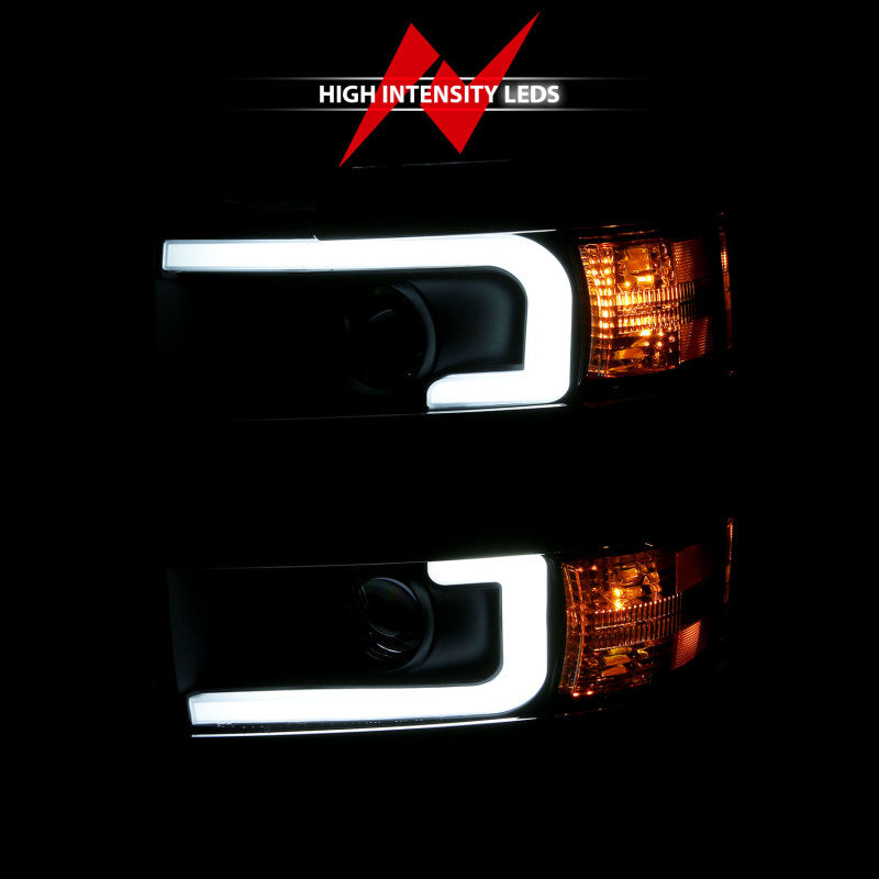 Load image into Gallery viewer, ANZO 2015-2016 Chevrolet Silverado Projector Headlights w/ Plank Style Design Black w/ Amber
