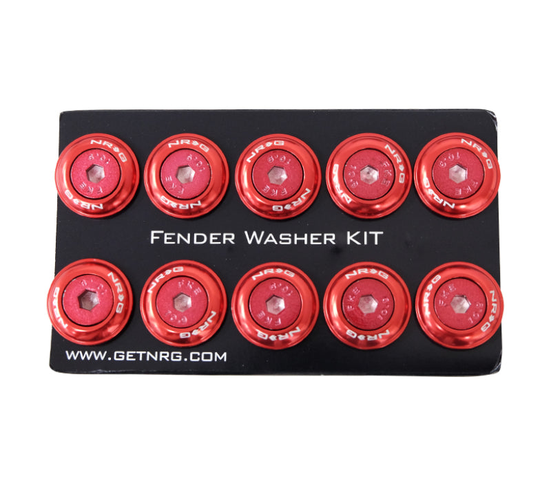 Load image into Gallery viewer, NRG Fender Washer Kit w/Color Matched M6 Bolt Rivets For Plastic (Red) - Set of 10

